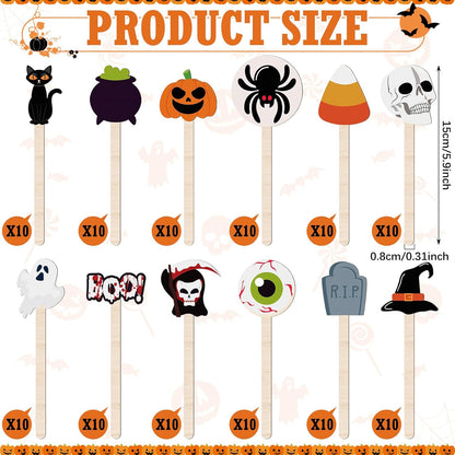 Jinei 120 Pcs Halloween Coffee Stirrers Stir Sticks Natural Wooden Stir Sticks Disposable Drink Stirrers for Stirring Hot Chocolate Milkshake