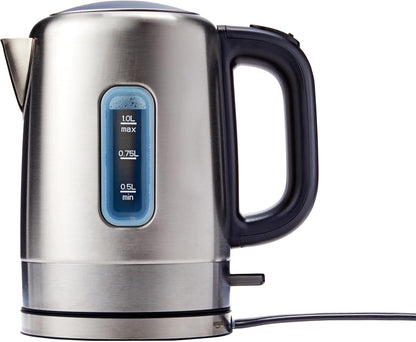 Electric Stainless Steel Kettle for Tea and Coffee, BPA-Free, Fast Boiling, Auto Shut-Off, 1.1 Quarts, 1500W, Black and Silver