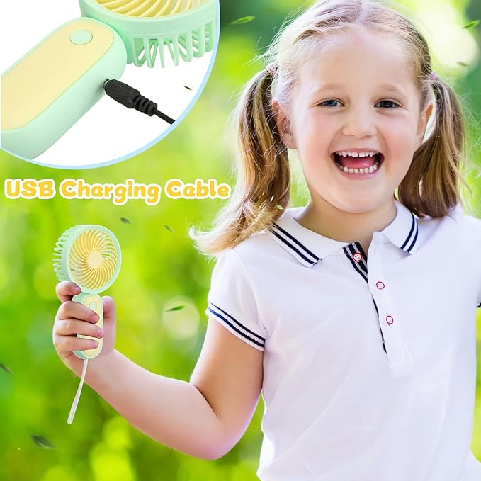 Tujoe Mini Handheld Fan, USB Rechargeable Hand Held Fan Hanging Small Hand Travel Fans Portable Powerful Fans for Women Outdoor Travelling Indoor Home, 4 Colors(40 Pcs)