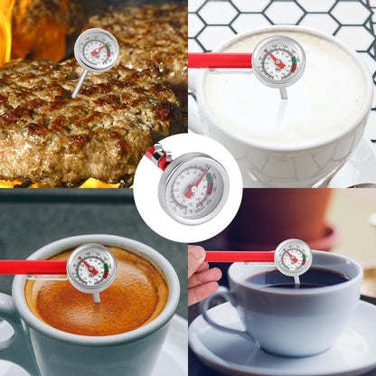 2 Pack Instant Read Pocket Milk Frothing Thermometer with1 inch Dial 5 inch Probe Clip,Best Instant Read Food for The Coffee Drinks