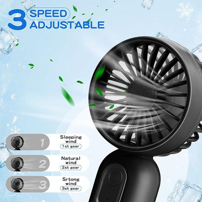 Rossesay 24 Pack Mini Portable Fan Bulk for Travel 3 Speeds, Rechargeable USB Battery Operated, Small Handheld Personal Eyelash Fans for Women Men Indoor Outdoor(Black White)