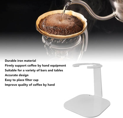 Coffee Dripper Stand Iron Pour Over Filter Holder Space Saving Maker Station for Bar Equipment (White)
