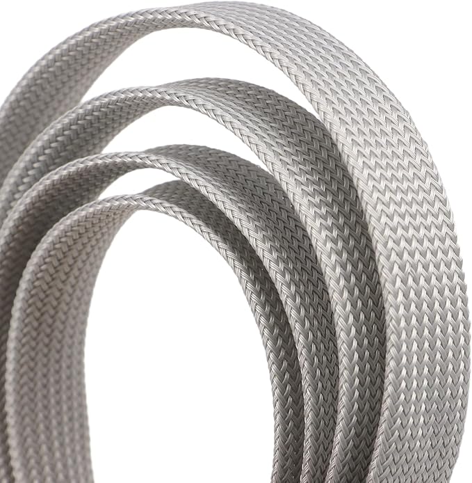 25ft PET Expandable Braided Cable Sleeve 1/2inch(12mm) Pet Braided Cable Sleeve for Audio Video Device Wire Automotive Wire (Grey)