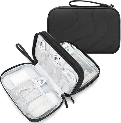 Skycase Tech Pouch - Lightweight Electronics Organizer Travel Case - Double Layers Cable Organizer - All-in-One Storage Bag for Charger, Cord, Phone, Flash Drive, Essentials