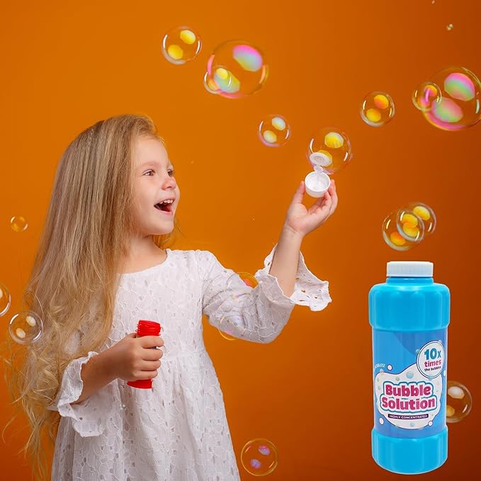 Blue 16oz Concentrated Bubble Solution 20-Pack, Refills up to 1.25 Gallons, Non-Toxic Concentrated Solution for Bubble Machines, Giant Bubble Wands, Bubble Gun and Blowers