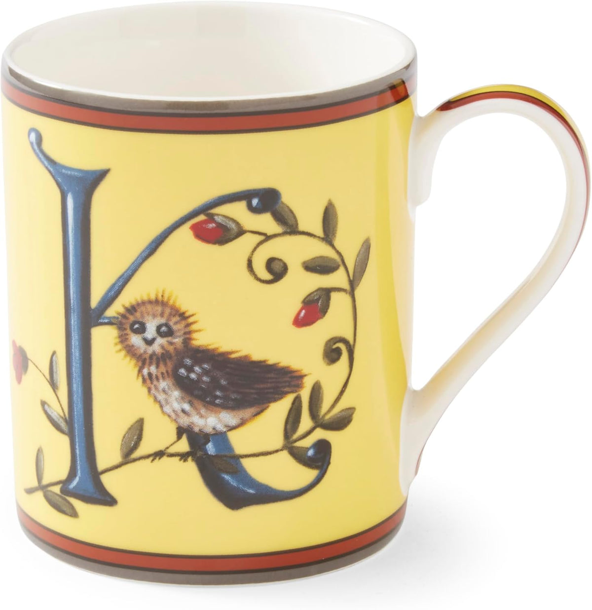 Spode Kit Kemp 12oz Mug in Fine China, K Initial - Custom Coffee Cup for Hot Beverages, Personalized Gift Idea for Her, Him, Friends, Coffee Lovers - Stylish Letter Mug for Daily Use, Dishwasher Safe