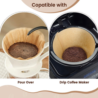 Coffee Filters 160 Count, Size 04 Cone Filters 8-12 Cup, Unbleached Disposable Natural Paper Filters