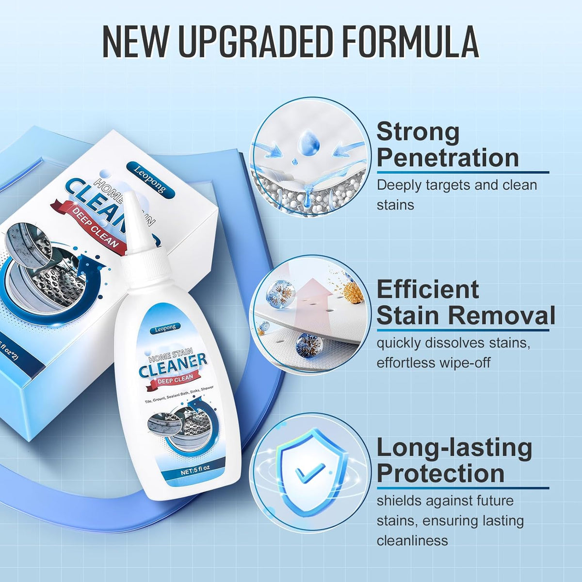 Home Cleaner Gel, Cleaner for Washing Machine, Refrigerator Strips, Household Shower, Kitchen Sinks, Walls, Tiles, Bathrooms- 5 fl oz