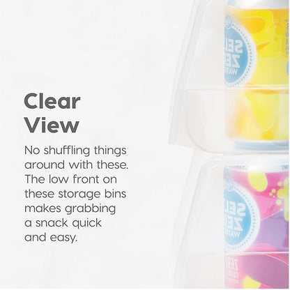 IRIS USA Clear Plastic Stackable Storage Bins, Large- 8 Pack, Open Front Fridge Pantry Kitchen Closet Cabinet Bathroom Organizer Basket for Organizing Snack, Cans, Office Supplies, and Coffee Pods