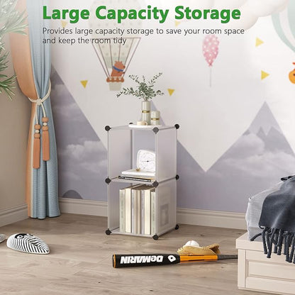 C&AHOME Cube Storage, 2-Cube Organizer Unit, Plastic Closet Storage Shelf, DIY Bookshelf, Modular Bookcase, Cabinet Ideal for Bedroom, Living Room, Office, 12.4" L x 12.4" W x 24.8" H White SBTM3002A