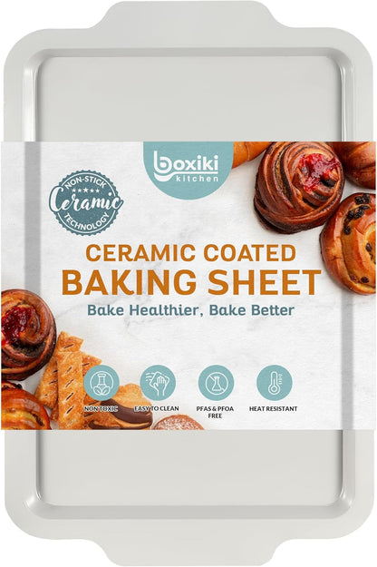 Boxiki Kitchen Nonstick Ceramic Jelly Roll Pan, 15 x 10 Inches - PTFE & Pfoa Free Baking Pan Perfect for Every Kitchen