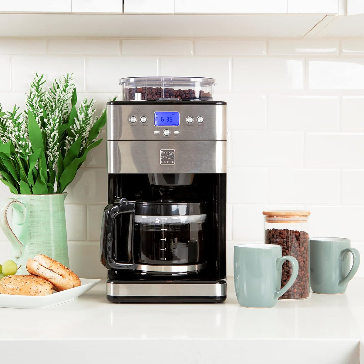 Kenmore Elite Grind And Brew Coffee Maker - Burr Grinding Ground Coffee Bean Hopper With Drip Pot