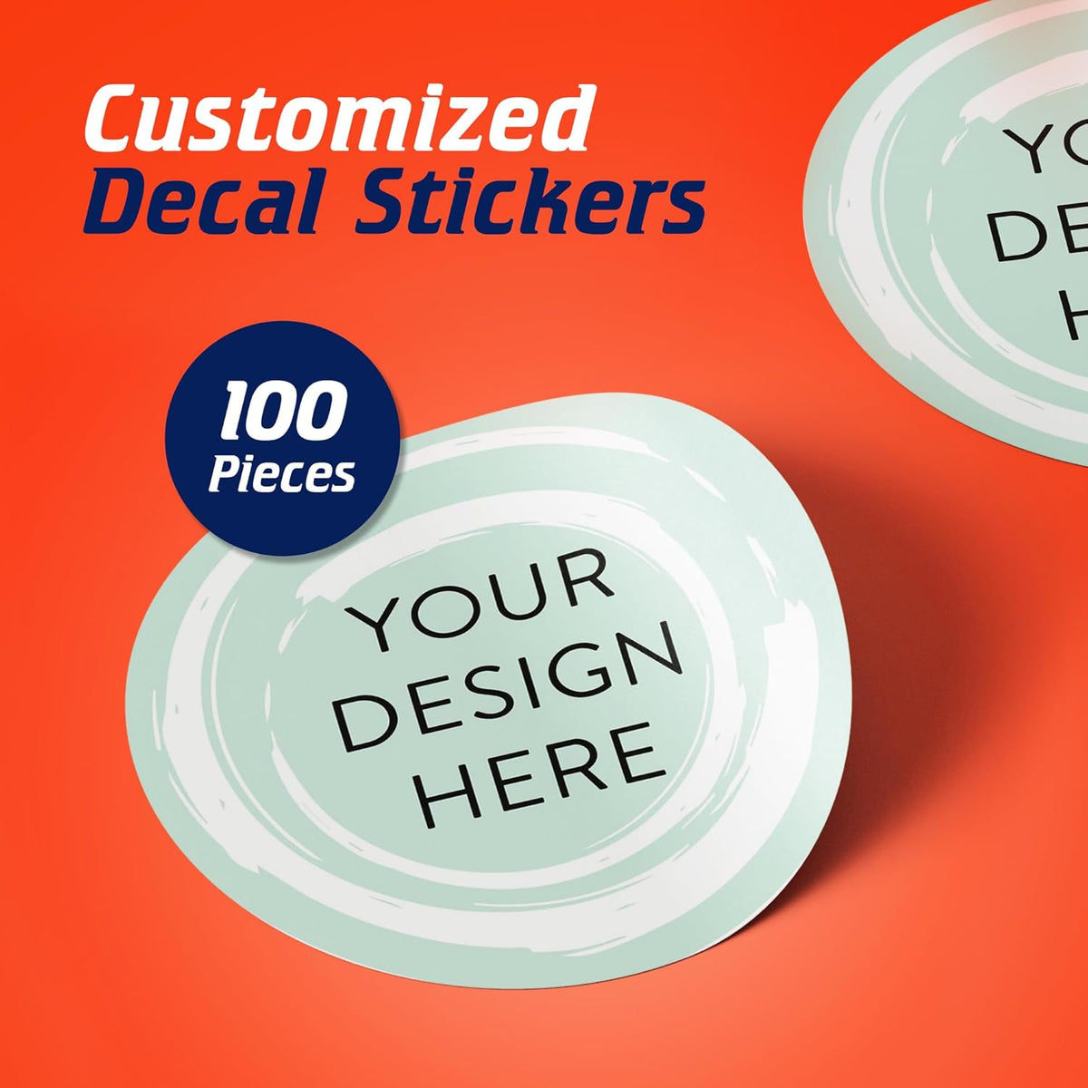 100 Custom Vinyl Stickers - Upload Your own Image, Text, Design, Logo - Personalized Logo Labels for Handmade, Packaging, Bottle, Jars, Candle, Brand Stickers (Mint, 3x3)