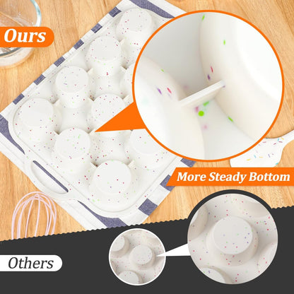 Silicone Muffin Pan, Metal Reinforced Frame Regular Size 2.8 Inch Cupcake Pan with Handle 12 Cups Nonstick Muffin Tray for Baking BPA Free 1 Pack