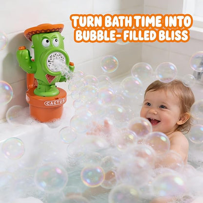 Cactus Bubble Machine, Automatic Rechargeable Bubble Blower for Kids with Handheld,Lights and Music, Dancing Cactus Toy Bubble Maker for Bathtub Bath,Outdoor Birthday Wedding Party