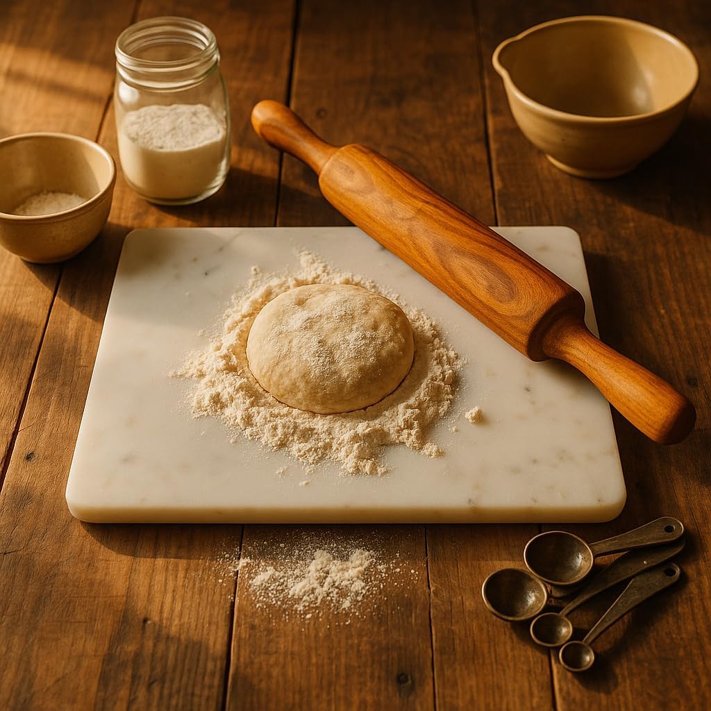 Marble Pastry & Cutting Board – 10x14 Inch Natural Stone Slab with Non-Slip Feet for Dough, Cheese, Baking, Serving, Charcuterie, Trivet