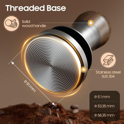 MHW-3BOMBER 51mm Espresso Tamper - 3 Spring Loaded Coffee Tamper with 15lb / 30lbs Replacement Springs