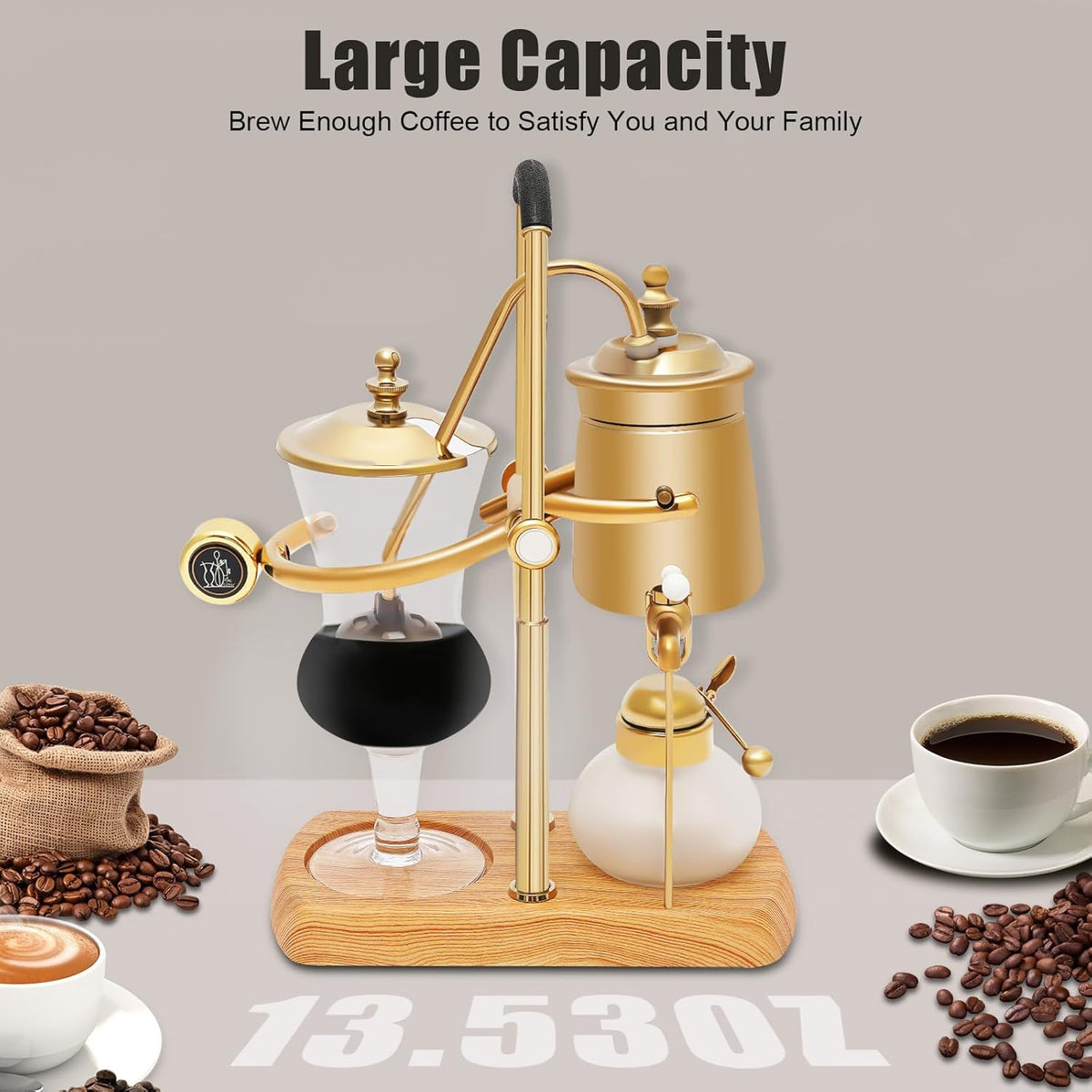 Belgian Syphon Coffee Maker, Belgian Belgium Royal Family Balance Syphon Siphon Coffee Maker Vacuum Brewing System w/Measuring Cup & lcohol Burne