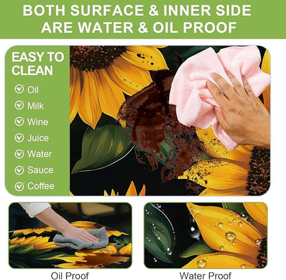 ANNA QUEEN 6FT Sunflower Picnic Table Cover with Bench Covers Spring Picnic Table Cover Set 3PCS 72"x30", Outdoor Bench and Tablecloth Furniture Protection