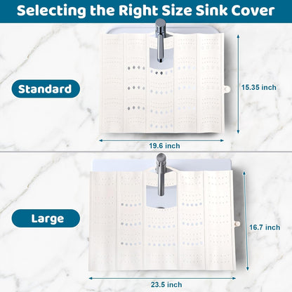 Bathroom Sink Cover for Counter Space, Sink Mat Foldable Sink Cover, Silicone Makeup Organizer Mat Space Saver, Small Bathroom & Rv Camper Travel Must Haves Accessories - Large, Pearl