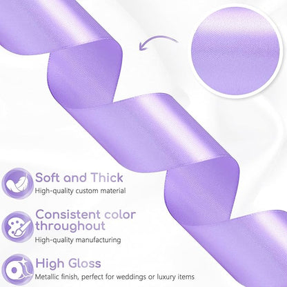Lavender Ribbon 1-1/2 Inch 30 Yards Lavender Purple Satin Ribbon for Flower Bouquet, Fabric Ribbon for Gift Wrapping Crafts Hair Accessories Easter Wedding Christmas