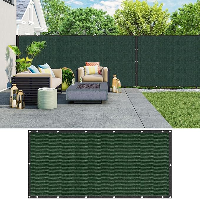 LITA 4' x 16' Garden Privacy Fence Screen Cover (HDPE) UV Protection Weather-Resistant Heavy Duty Shade Cover for Deck, Patio, Backyard, Outdoor Pool, Porch, Railing, Dark Green, Customizable