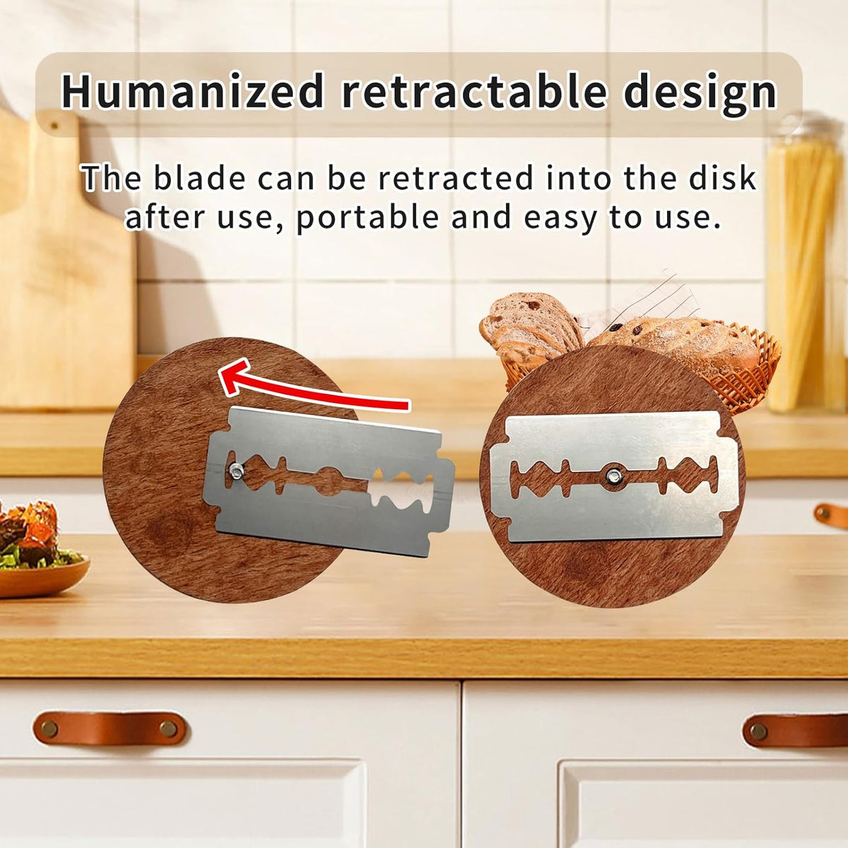 Bread Lame Sourdough Scoring Tool,Wooden Lame Bread Scoring Tool with 5 Razor Blades and Leather Storage Cover