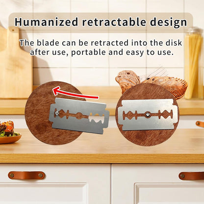 Bread Lame Sourdough Scoring Tool,Wooden Lame Bread Scoring Tool with 5 Razor Blades and Leather Storage Cover