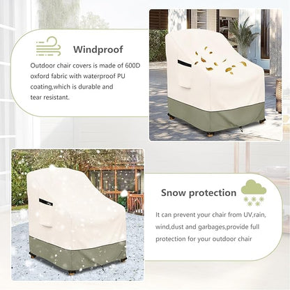 Outdoor Chair Covers 32" W x 34" D x 34" H,600D Heavy Duty Waterproof Patio Chair Cover,Outdoor Furniture Covers for Lawn/Garden Chiar