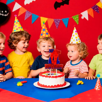 Spider Birthday Party Decorations, Number 4 Red Spider Web Happy Birthday Cake Candle for Boys Girls Spider Web 4th Birthday Party Supplies (Spider Web 4th Candle)