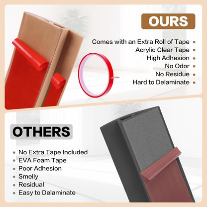 Floor Transition Strip Vinyl Door Threshold Ramp Self Adhesive Carpet Edging Strip Doorway Edge Trim, Overlap Edge Reducer for Laminate Carpet, Floor, Tile (Brown Wood Grain, 3/5" to 4/5", 6.6Ft)