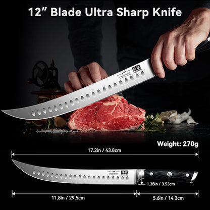 Shan ZU 12" Slicing Knife - Brisket Slicing Meat Carving Knife Professional German 1.4116 Stainless Steel Razor Sharp Blade