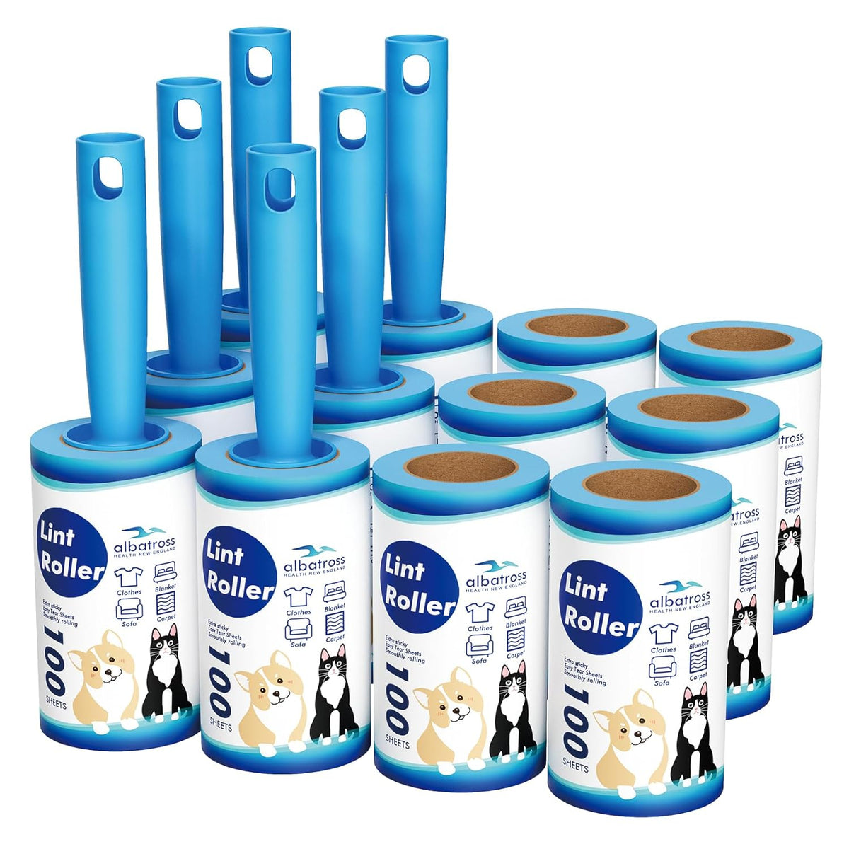 Lint Rollers for Pet Hair Extra Sticky, 1200 Sheets Mega Value Set Lint Rollers for Pet Hair Removal, Dog and Cat Lint Remover for Clothes, Furniture, Carpet