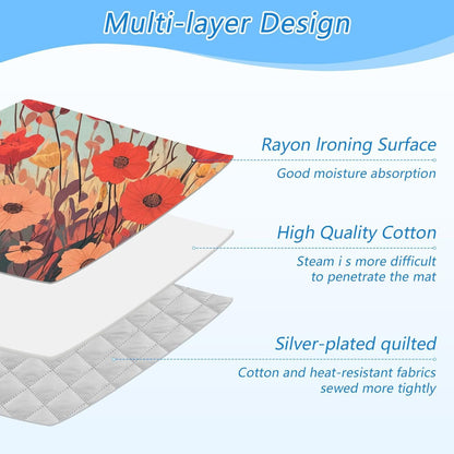 Ironing Mat Portable Ironing Pad Ironing Blanket for Table Top Heat Resistance Double-Side Using Travel Large 47.2 x 27.6 Inch Foldable Lightweight Autumn Poppy Flowers