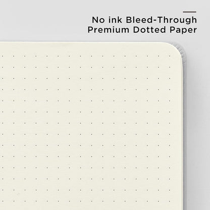 &And Per Se Dotted Journal Notebook, A5 Hardcover Leather Bullet Dotted Journal, 160 Pages 100 gsm Thick Dotted Paper，3 Sheets of Stickers Included - 5.7'' x 8''（Grey）
