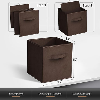 Sorbus 13 Inch Storage Bins - Sturdy Collapsible Fabric Storage Cubes with Handle - 8 Foldable Baskets for Organizing Clothes, Toys, Books - Storage Baskets for Shelves, Closets
