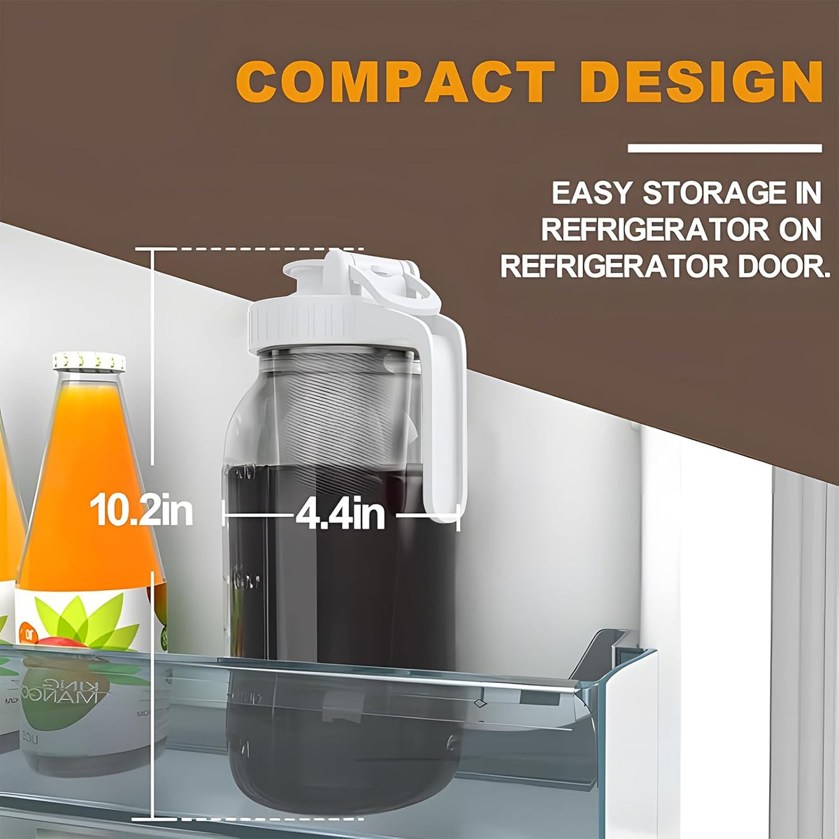 Cold Brew Coffee Maker Jar - 64oz Thick Glass Multipurpose Mason Pitcher Spout Lid with Handle & Stainless Steel Filter for Iced Coffee, Lemonade