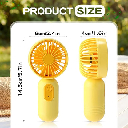Rossesay 12 Pack Mini Portable Handheld Fan Bulk for Travel 3 Speeds, Rechargeable USB Battery Operated, Small Personal Eyelash Fans for Women Men Indoor Outdoor (Yellow)