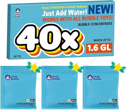 Uncle Bubble Concentrated Bubble Solution (up to 12L/3.2 Gallons) Regular Bubbles for Bubble Machine, Bubble Gun, Bubble Wands, Bubblw Mower, Bubble Juice Refill. Make 6L/1.6 Gallons for Giant Bubble