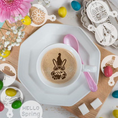 Julbear Easter Cookie Stencils, 36Pcs Reusable Eggs Bunny Cookie Coffee Stencils Templates Mold Tools for Cookies Baking Painting Dessert Coffee