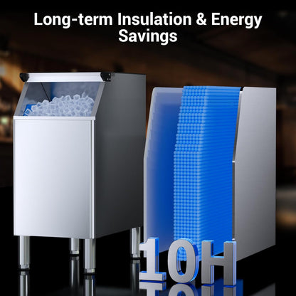 Commercial Ice Maker Machine 680lbs/24H, Ice Ready in 5-15 min, 450lbs Large Storage Bin, Ice Machine Stainless Steel with Water Line Hookup Self-Cleaning Function,30 Adjustable Ice Thicknesses