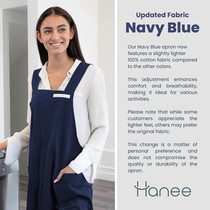HANEE Cotton Aprons for Women and Men | Cross-Back Apron with Pockets