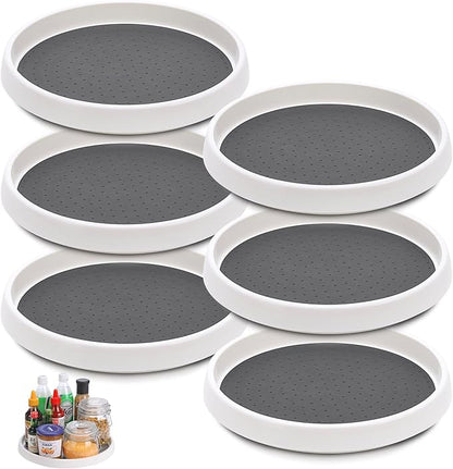 Set of 6, 10 Inch Non-Skid Lazy Susan Turntable, Lazy Susan Organizer for Cabinet, Pantry Organization, Kitchen Storage, Bathroom Sink Cabinet, Refrigerator, Countertop, Spice Rack (6 Pack 10 in)