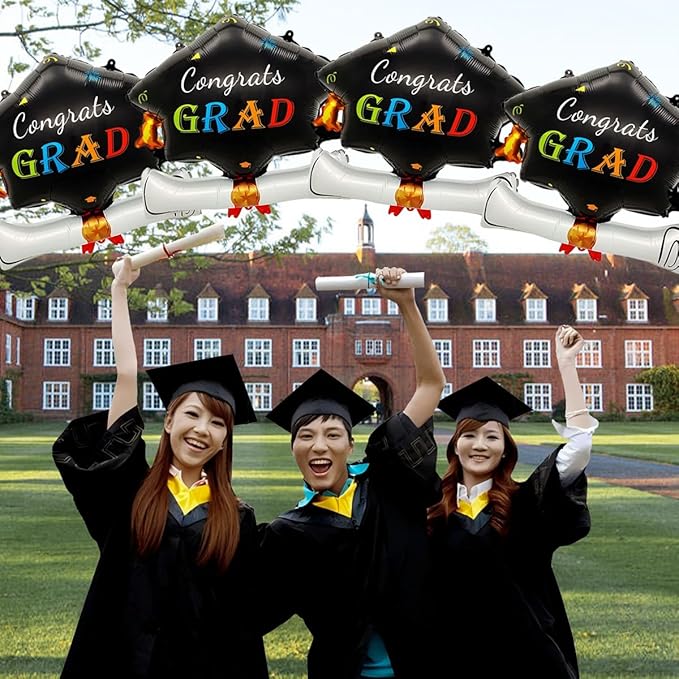 4Pcs Graduation Cap Balloons Congrats Grad Hat Balloons Graduation Balloons for Class of 2026 Party Decorations