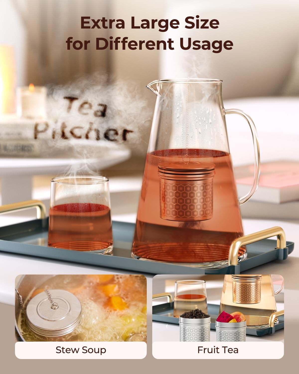 2 Pack Reinmoson Extra Large Tea Infuser for Loose Tea & Spice Infuser for Cooking, Extra Fine Mesh Large Tea Strainers for Loose Tea
