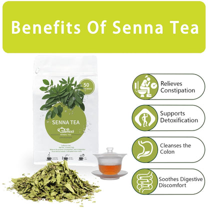 Samcci - Senna Tea, 50 Teabags, 1.5g/bag - Senna Leaf Tea for Constipation -Digestive - Poop for Promoting Digestion - Colon Cleanse -Non-GMO
