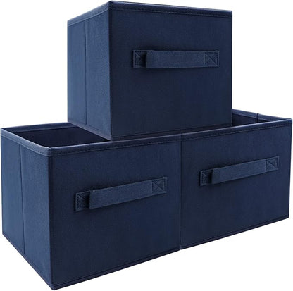 EBIGIC Small Storage Bins,Collapsible Fabric Storage Organizer 9.0"x7.5"x7.5" 3 Pack,Mini Storage Box,fit for closet, living room, bookshelf, Kids clothes and toys storage and organization Blue