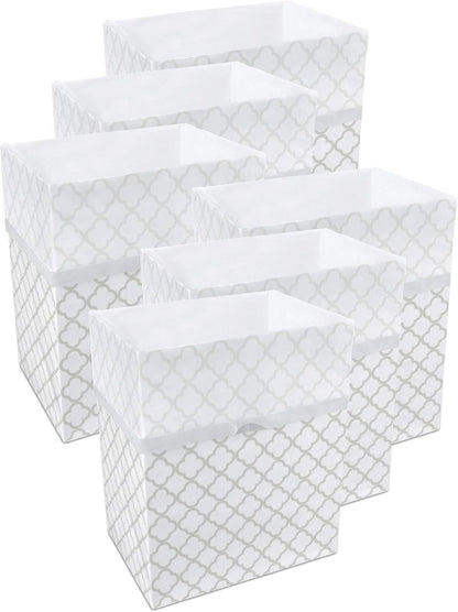 13 Gallon Disposable Pop-Up Trash Cans (6-Pack) with Fitted Bags – Foldable Garbage & Recycling Bins for Parties, Events & Kitchen (Trellis, 17" H x 13.5" W x 10" D)