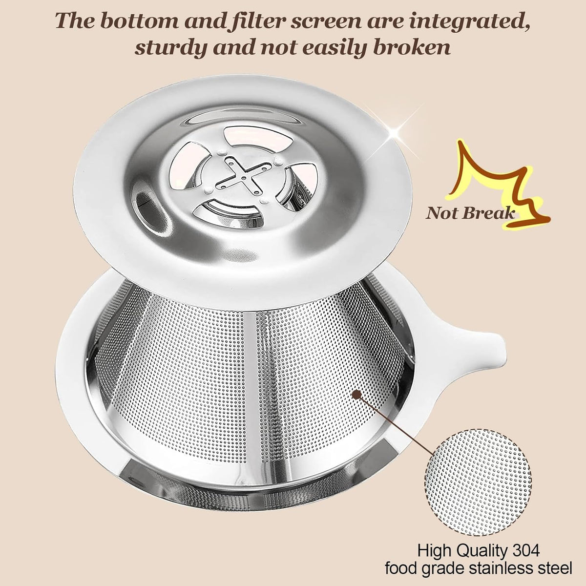 Pour Over Coffee Dripper, Slow Drip Paperless Coffee Filter, Pour Over Coffee Maker for 1-2Cups Brew