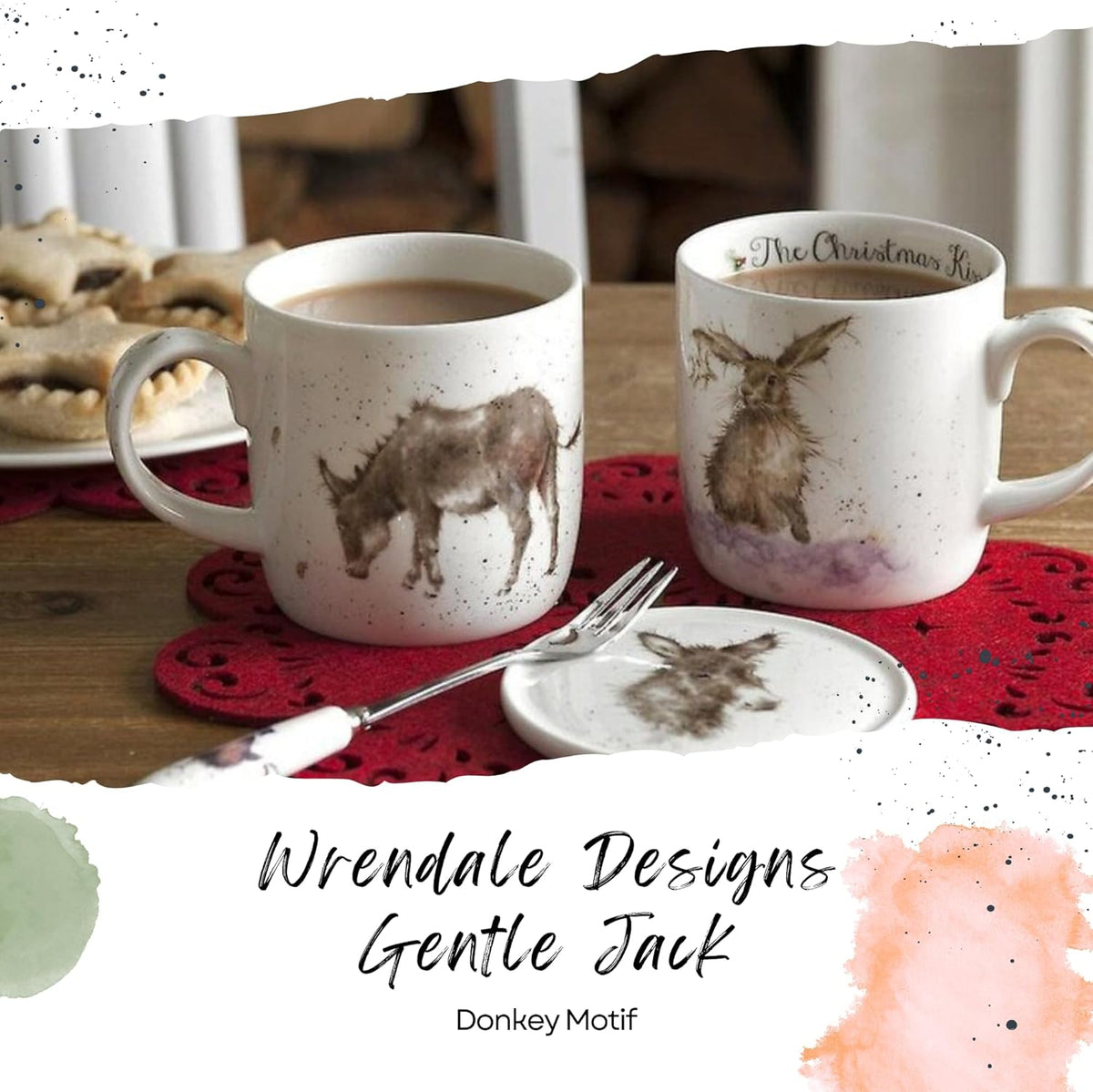 Royal Worcester Wrendale Designs 14 oz Mug, Gentle Jack - Fine Bone China with Donkey Motif - Woodland Themed Tea Mug for Cozy Cottagecore Homes - Safe Ceramic Drinkware for Daily Use